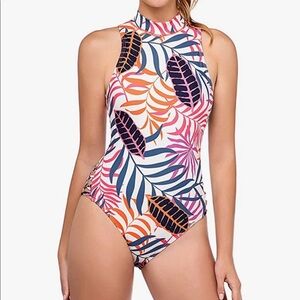 Retro Style Women’s Back Zipper One Piece Swimsuit